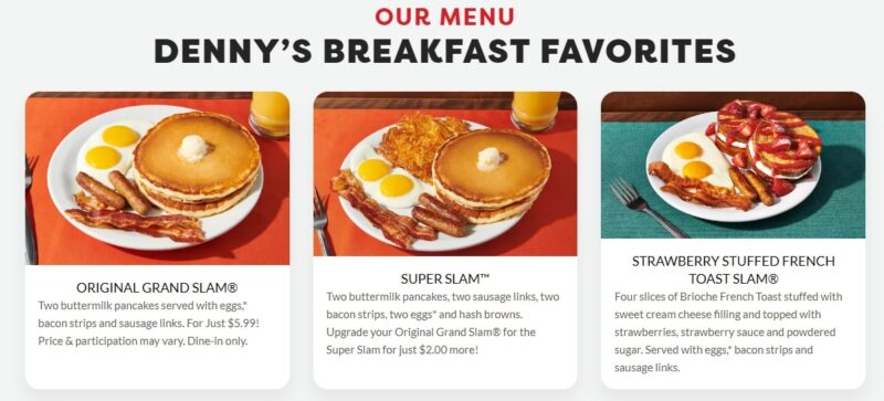 Denny`s Menu - Breakfast